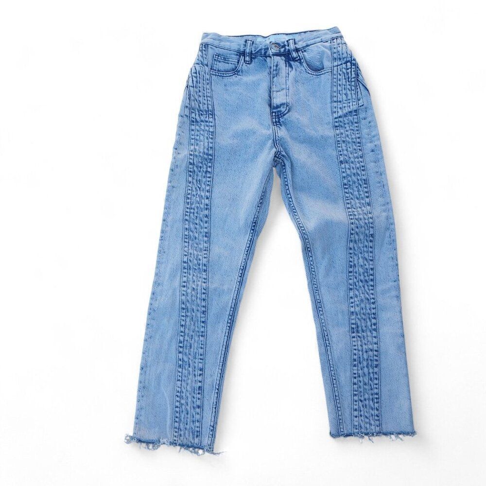 IRO Inahe Bleached High Rise Raw Hem Ankle Acid Wash Jeans Women's 2/34 Short‎